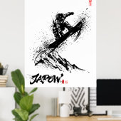 Snowboard Brush Art - Snowboarder Grab Jump Poster (Thuiskantoor)