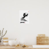 Snowboard Brush Art - Snowboarder Grab Jump Poster (Keuken)
