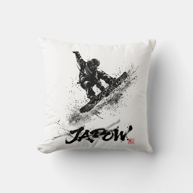 Snowboard Brush Art - Snowboarder Grab Kussen (Voorkant)