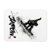 Snowboard Brush Art - Snowboarder Grab Magneet (Horizontaal)