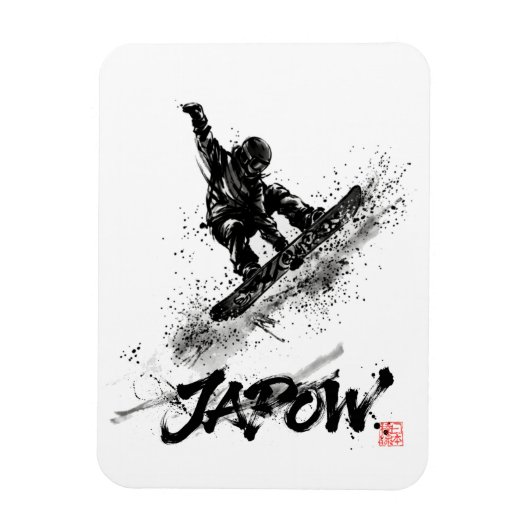 Snowboard Brush Art - Snowboarder Grab Magneet (Verticaal)