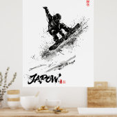 Snowboard Brush Art - Snowboarder Grab Poster (Keuken)