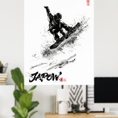 Snowboard Brush Art - Snowboarder Grab Poster (Thuiskantoor)