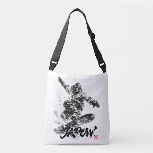 Snowboard Brush Art - Snowboarder Light Crossbody Tas (Voorkant)