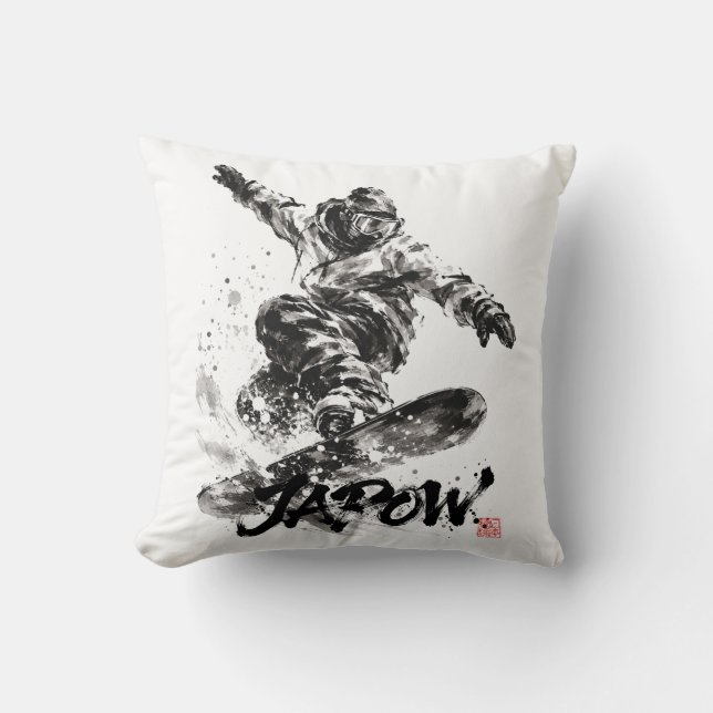Snowboard Brush Art - Snowboarder Light Kussen (Voorkant)