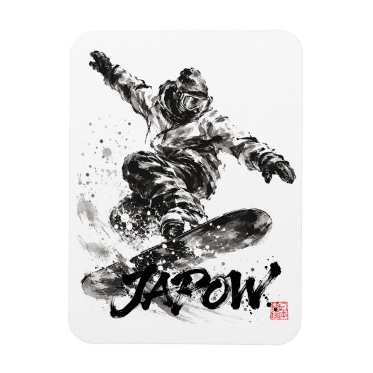 Snowboard Brush Art - Snowboarder Light Magneet (Verticaal)