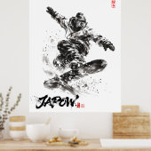 Snowboard Brush Art - Snowboarder light Poster (Keuken)