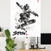 Snowboard Brush Art - Snowboarder light Poster (Thuiskantoor)