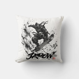 Snowboard Brush Art - Snowboarder Ninja Kussen