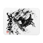 Snowboard Brush Art - Snowboarder Ninja Magneet (Horizontaal)