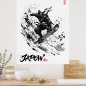 Snowboard Brush Art - Snowboarder Ninja Poster (Keuken)