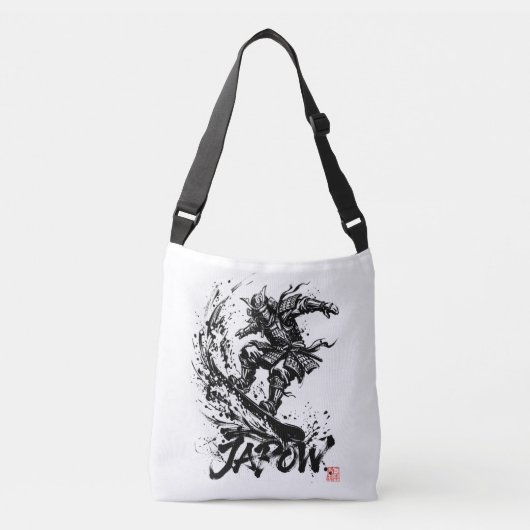 Snowboard Brush Art - Snowboarder Samurai Crossbody Tas (Voorkant)