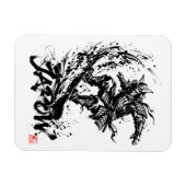 Snowboard Brush Art - Snowboarder Samurai Magneet (Horizontaal)