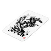 Snowboard Brush Art - Snowboarder Samurai Magneet (Linkerzijde)