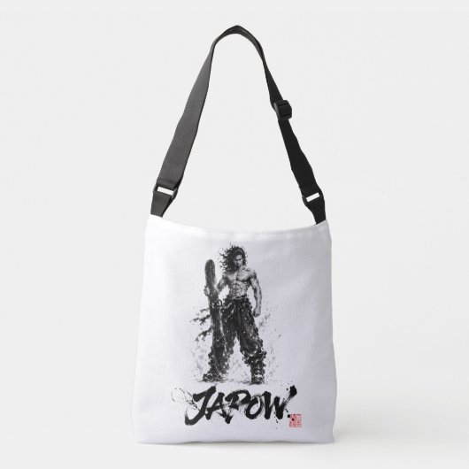 Snowboard Brush Art - Standing Samurai Musashi Crossbody Tas (Voorkant)