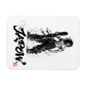 Snowboard Brush Art - Standing Samurai Musashi Magneet (Horizontaal)