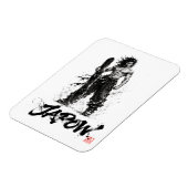 Snowboard Brush Art - Standing Samurai Musashi Magneet (Linkerzijde)
