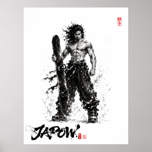 Snowboard Brush Art - Standing Samurai Musashi Poster (Voorkant)
