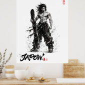 Snowboard Brush Art - Standing Samurai Musashi Poster (Keuken)