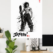 Snowboard Brush Art - Standing Samurai Musashi Poster (Thuiskantoor)