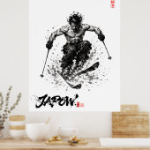 Snowboard Brush Art - Standing Samurai Musashi ski Poster (Keuken)