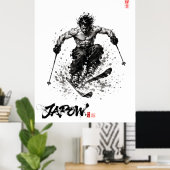 Snowboard Brush Art - Standing Samurai Musashi ski Poster (Thuiskantoor)