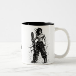 Snowboard Brush Art - Standing Samurai Musashi Tweekleurige Koffiemok