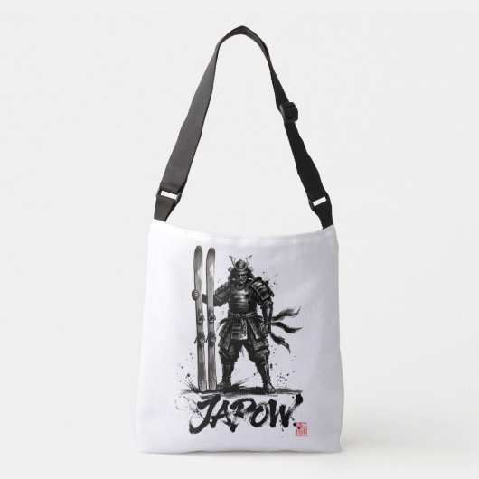 Snowboard Brush Art - Standing Samurai Ski Crossbody Tas (Voorkant)