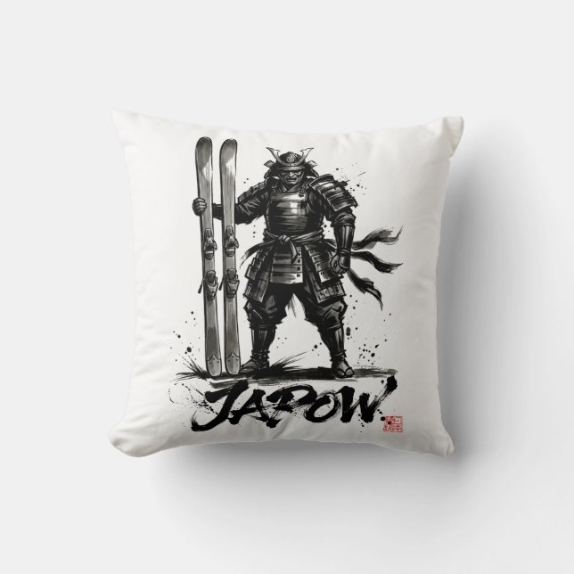 Snowboard Brush Art - Standing Samurai Ski Kussen (Voorkant)