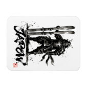Snowboard Brush Art - Standing Samurai Ski Magneet (Horizontaal)