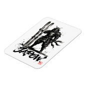 Snowboard Brush Art - Standing Samurai Ski Magneet (Linkerzijde)