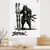 Snowboard Brush Art - Standing Samurai Ski Poster (Keuken)