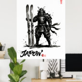 Snowboard Brush Art - Standing Samurai Ski Poster (Thuiskantoor)