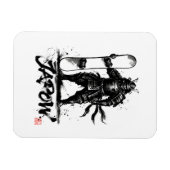 Snowboard Brush Art - Standing Samurai snowboard Magneet (Horizontaal)