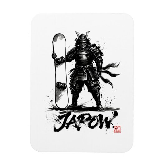Snowboard Brush Art - Standing Samurai snowboard Magneet (Verticaal)