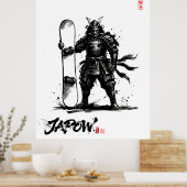 Snowboard Brush Art - Standing Samurai Snowboard Poster (Keuken)