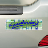 Snowboard Bumpersticker Green Art Deco Design (Op auto)