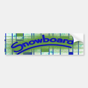 Snowboard Bumpersticker Green Art Deco Design