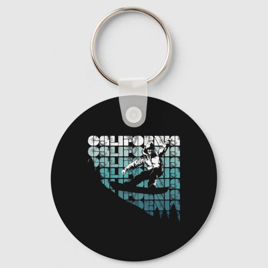 Snowboard California Ca Retro  Snowboarding Sleutelhanger (Voorkant)