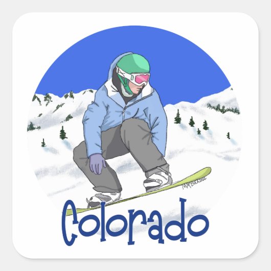 Snowboard Colorado Vierkante Sticker (Voorkant)