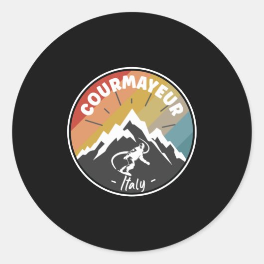 Snowboard Courmayeur Italy Ronde Sticker (Voorkant)