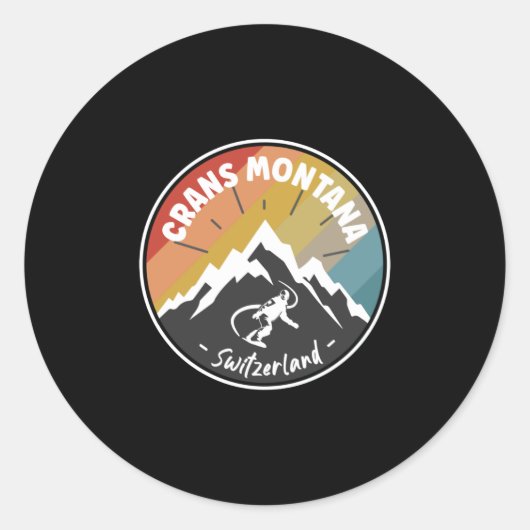 Snowboard Crans Montana Zwitserland Ronde Sticker (Voorkant)