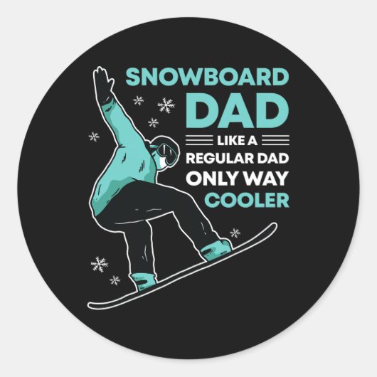 Snowboard Dad Funny Cute Winter Snowboarding Gift Ronde Sticker (Voorkant)