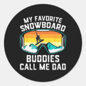 Snowboard Dad Gift Fathers Day Snowboarden Lover Ronde Sticker (Voorkant)