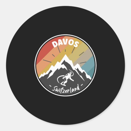 Snowboard Davos Zwitserland Ronde Sticker (Voorkant)