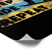 Snowboard Eat Sleep Ride Herhaal  Retro Poster (Hoek)