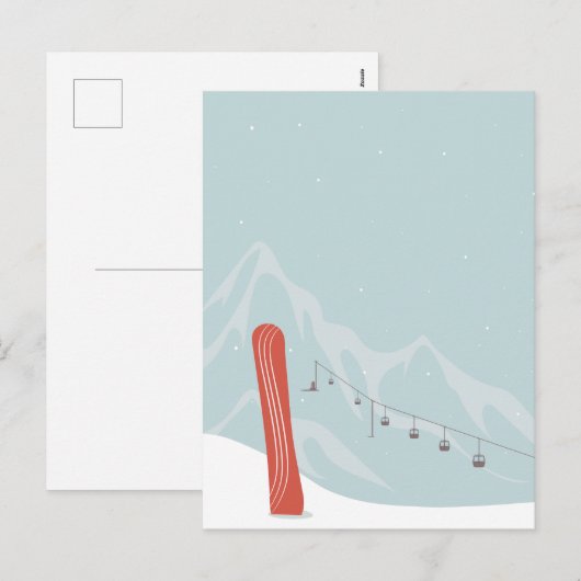 Snowboard en skilift in Winter Wonderland Feestdagenkaart (Voorkant / Achterkant)