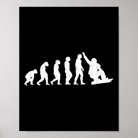 Snowboard evolutie van Man Boarder Monkey Ape naar Poster (Voorkant)