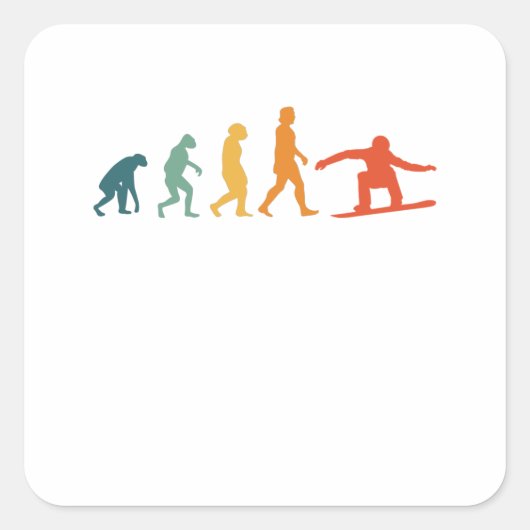 Snowboard Evolution Retro Snowboarder Winter Vierkante Sticker (Voorkant)