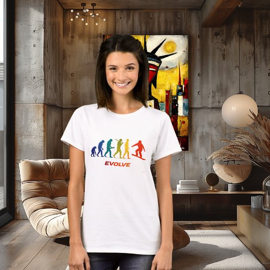 Snowboard Evolution Silhouette Jump Design T-shirt